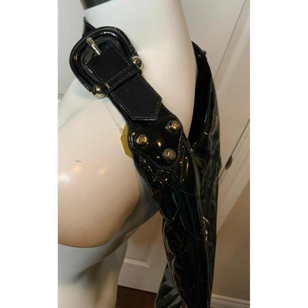 Burberry Brooke Padlock Black Quilted Patent Leather Hobo Handbag Purse - Picture 4 of 9